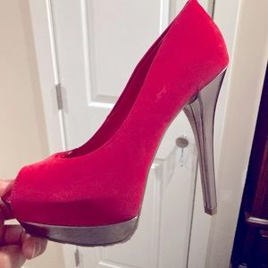 Red platform shoes
